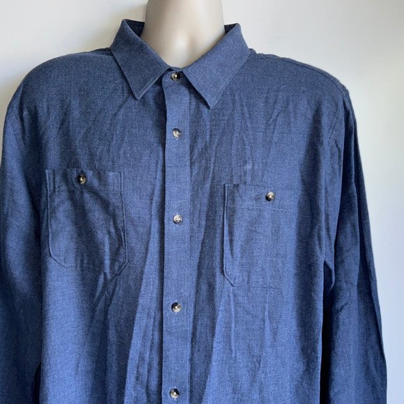 TRAVIS MATHEW Blue Flannel Button Down Long Sleeve Shirt Men's Size XXL - Picture 2 of 7